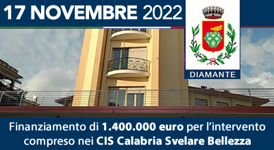 Finanziamento di 1.400.000 euro per l’intervento compreso nei “CIS Calabria Svelare Bellezza”